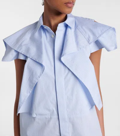 Sacai Striped Cotton Poplin Minidress In 458 L/blue Stripe