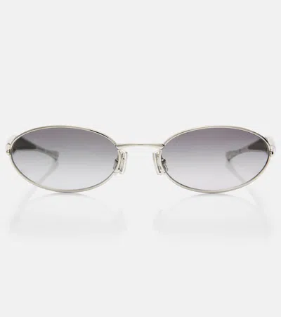 Bottega Veneta Sardine Oval-frame Silver-tone Sunglasses In Silver
