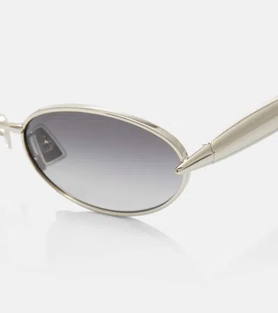 Bottega Veneta Sardine Oval-frame Silver-tone Sunglasses In Silver