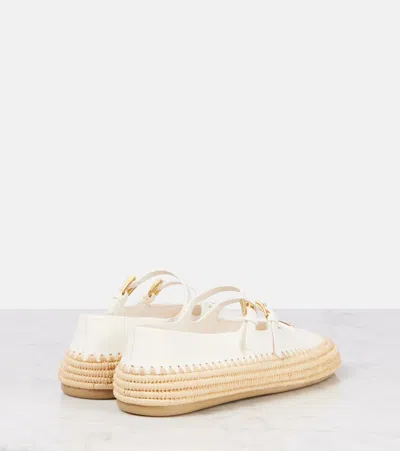 Prada Nappa Leather Ballerinas In Weiss