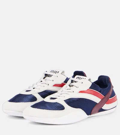 Miu Miu Multicolor Tech Fabric And Suede Gymnasium Sneakers In Animal Print