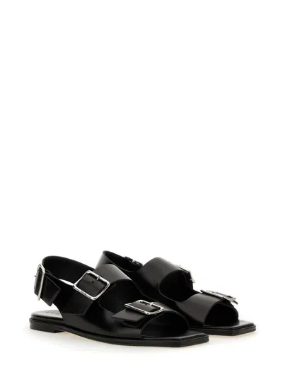 Aeyde 10mm Thekla Leather Sandals In Black