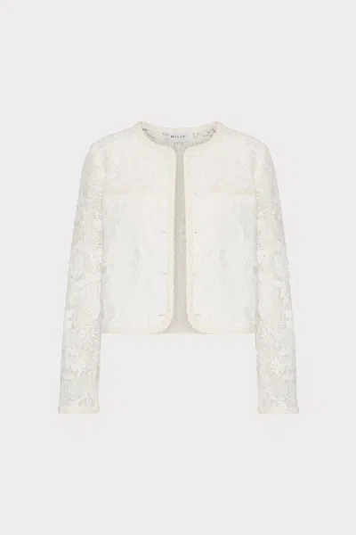 Milly 3d Garden Lace Jacket In White