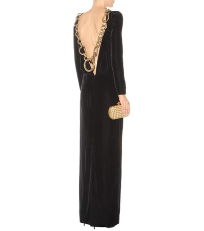 Shop Tom Ford Embellished Velvet Gown In Black