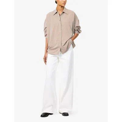 Agolde Fran High Rise Wide Leg Low Slung Cuffed Jeans In Milkshake In White