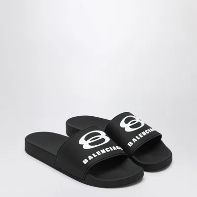 Balenciaga Rubber Slide Sandals For The Pool In Black
