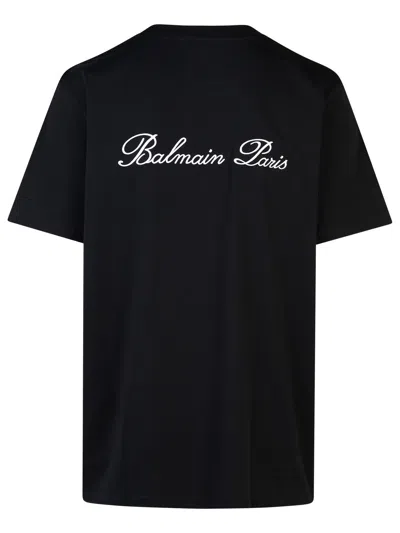 Balmain Black Cotton T-shirt In Black