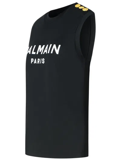 Balmain Black Logo Print Sleeveless
