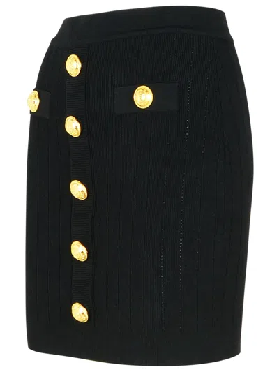 Balmain Black Asytetric Knit Top