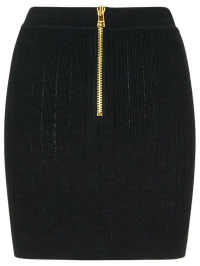 Balmain Black Asytetric Knit Top