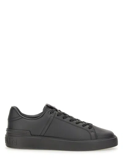 Balmain Court Round Toe Flat Sole Sneakers In Black