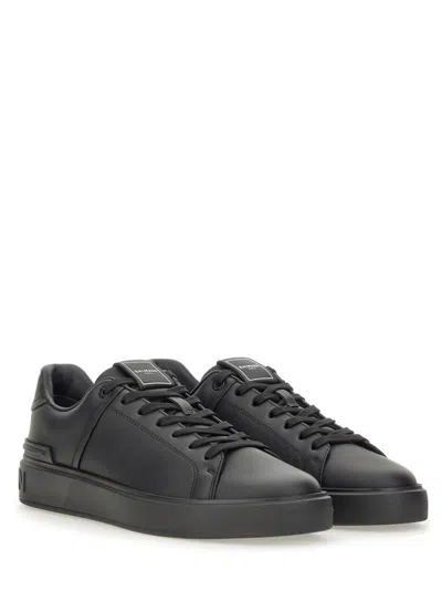 Balmain Court Round Toe Flat Sole Sneakers In Black