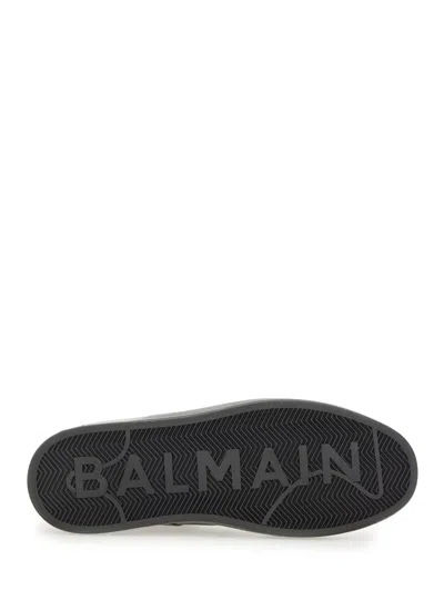 Balmain Court Round Toe Flat Sole Sneakers In Black