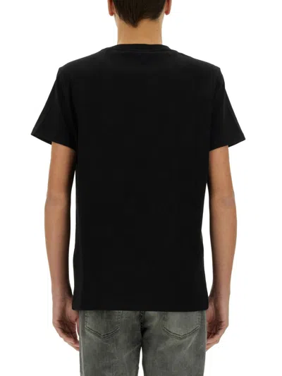 Balmain Couture Label Round Neck Slim Fit T-shirt In Black