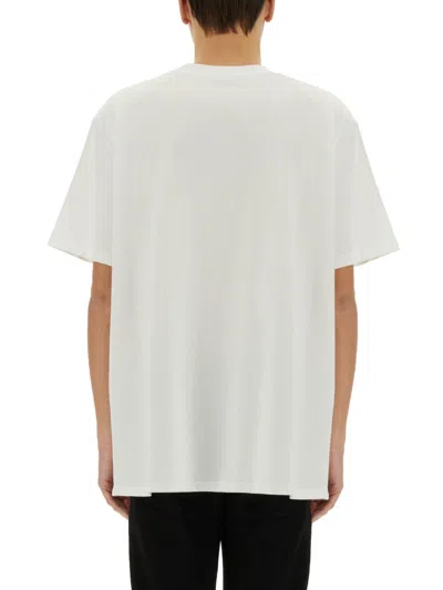 Balmain White Crewneck T-shirt With Contrasting Logo Lettering Print In Cotton In White