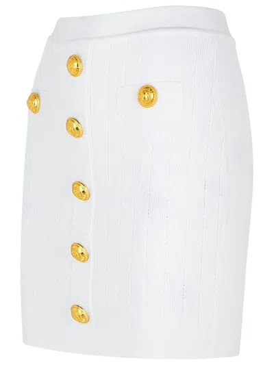 Balmain Viscose Blend Skirt With Iconic Buttons In White