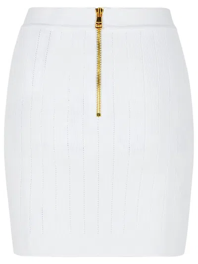 Balmain Viscose Blend Skirt With Iconic Buttons In White
