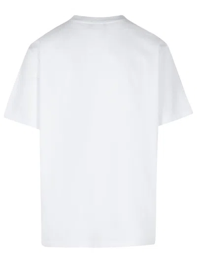 Balmain White Crewneck T-shirt With Contrasting Logo Lettering Print In Cotton In White