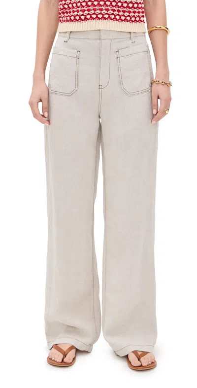 Madewell Patch Pocket Linen Flare Pants In Oat