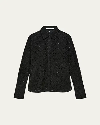 Another Tomorrow Botanical Guipure Mens Shirt In Pine