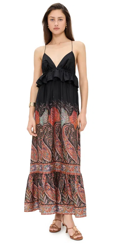 Zimmermann Rhiannon Ruffled Paisley-print Silk Midi Dress In Black Paisley