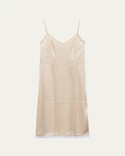Prada Slip Crepe Satin Dress In Desert Beige