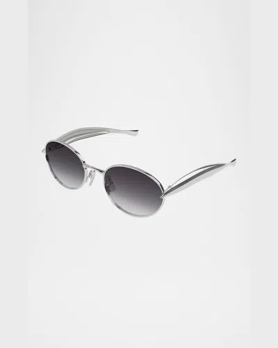 Bottega Veneta Bv1386s Linea Signature Icons 003 Silver Grey Sunglasses In Gray