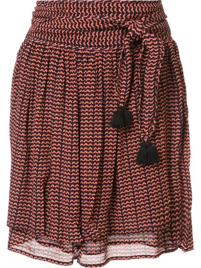 Apiece Apart 'baja' Obi Belt Ripple Print Silk Crepe Skirt In Small Ripple Prin