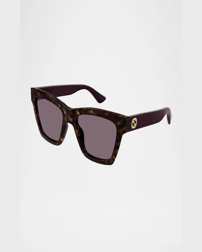 Gucci Cat-eye Gradient Plastic Sunglasses In Avana