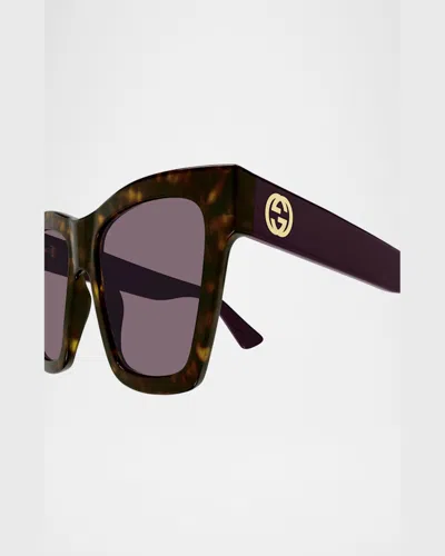 Gucci Cat-eye Gradient Plastic Sunglasses In Avana