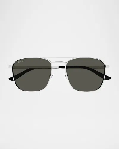 Gucci Pilot-frame Sunglasses In Shiny Silver