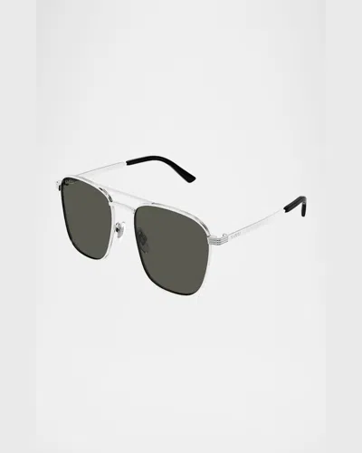Gucci Pilot-frame Sunglasses In Shiny Silver
