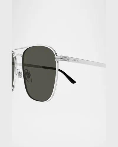 Gucci Pilot-frame Sunglasses In Shiny Silver