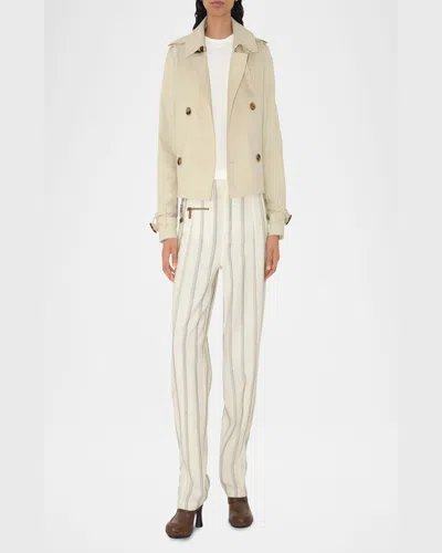 Burberry Ruched Check-ties Short-sleeve T-shirt In Chalk