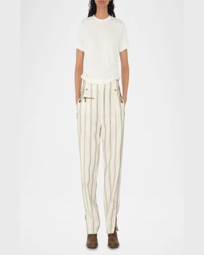 Burberry Ruched Check-ties Short-sleeve T-shirt In Chalk