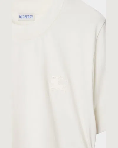 Burberry Ruched Check-ties Short-sleeve T-shirt In Chalk