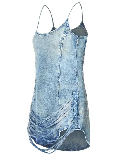 Diesel Sleek Fitted Dress With Gathered Hem Detail In Blue