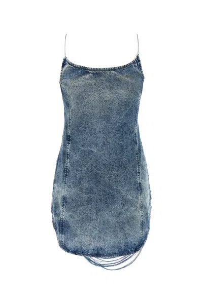 Diesel Sleek Fitted Dress With Gathered Hem Detail In Blue