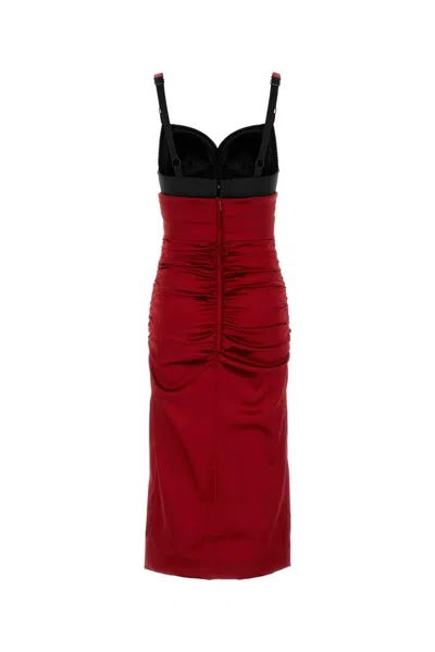 Dolce & Gabbana Women Red Dress With Bustier Design And Ruffled Details In Fabric Woman In Multi
