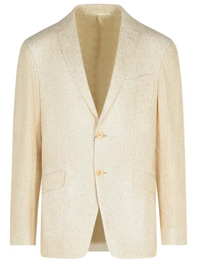 Etro Micro-patterned Blazer In Cream