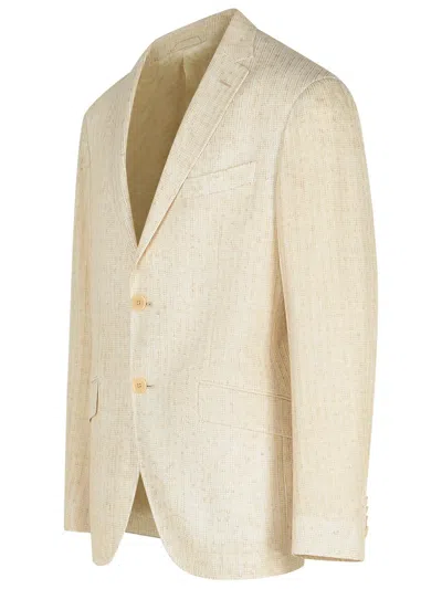 Etro Micro-patterned Blazer In Cream