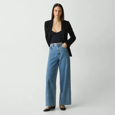 Theory High-waisted Wide-leg Pant In Relaxed Denim In Ice Blue