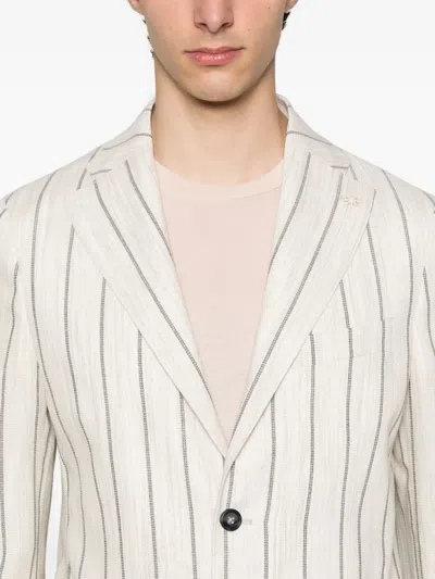 Manuel Ritz Lightweight Front Button Jacket With Patch Pockets For Men In Neutrals