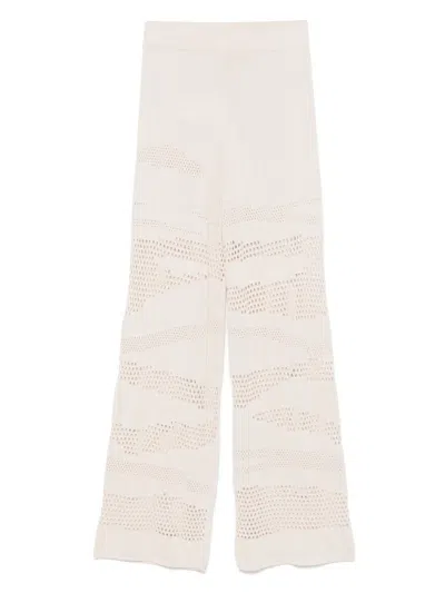 Akep Zebra-effect Knitted Trousers In Neutrals