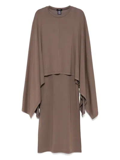 Goen J Ribbed Cape Dress In Brown