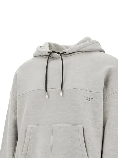 1989 Studio Brushed Cotton Hoodie With Leather Drawstring In Grey