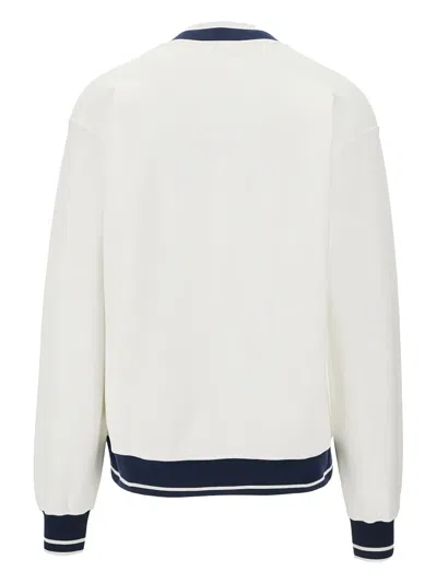 1989 Studio V-neck Sweatshirt Contrast Trim In White