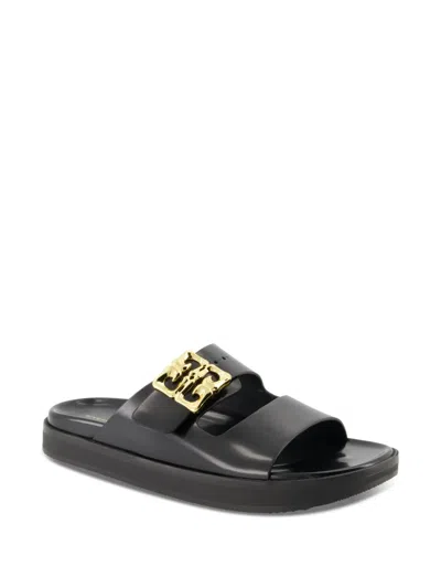 Givenchy Liquid Dad Leather Slides With 4g Hardware In Black