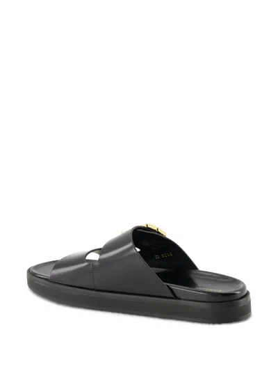 Givenchy Liquid Dad Leather Slides With 4g Hardware In Black
