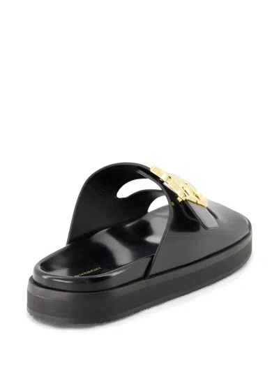 Givenchy Liquid Dad Leather Slides With 4g Hardware In Black